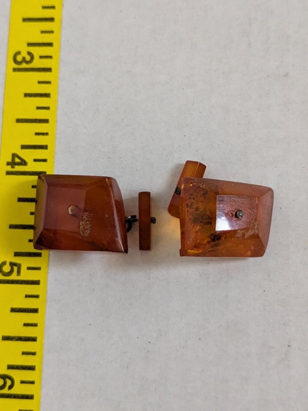 Antique Rectangular Baltic Amber Cuff Links